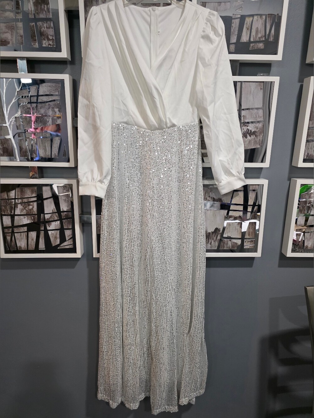 White Sequin Jumpsuit Small